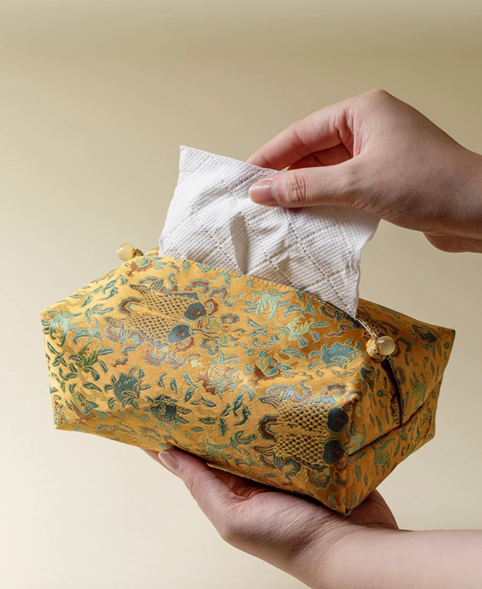 Golden Carp Brocade Tissue Holder