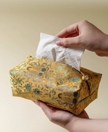 Golden Carp Brocade Tissue Holder