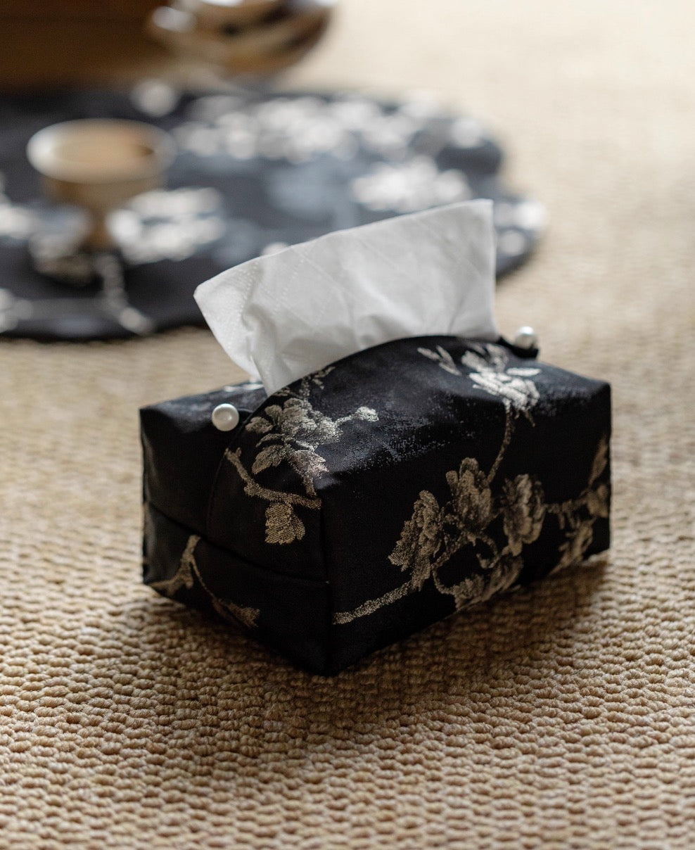 Midnight Bloom Fabric Tissue Cover