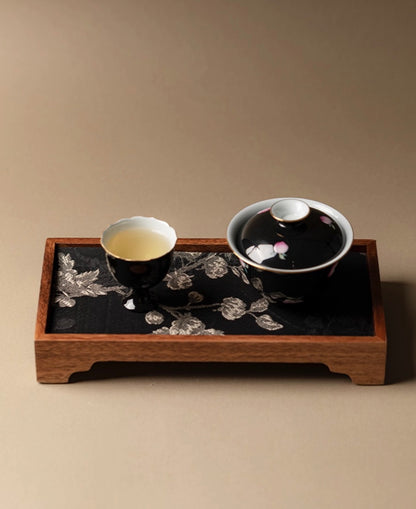 Embroidered Wood Tea Tray