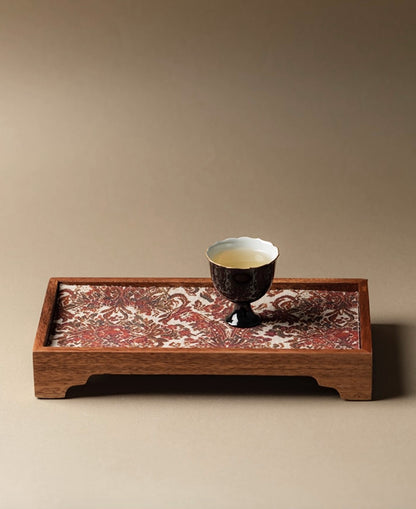 Embroidered Wood Tea Tray
