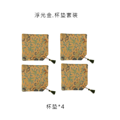 Radiant Dynasty Silk Mat & Coaster Set