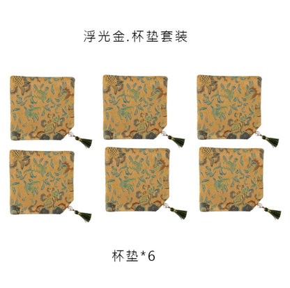 Radiant Dynasty Silk Mat & Coaster Set