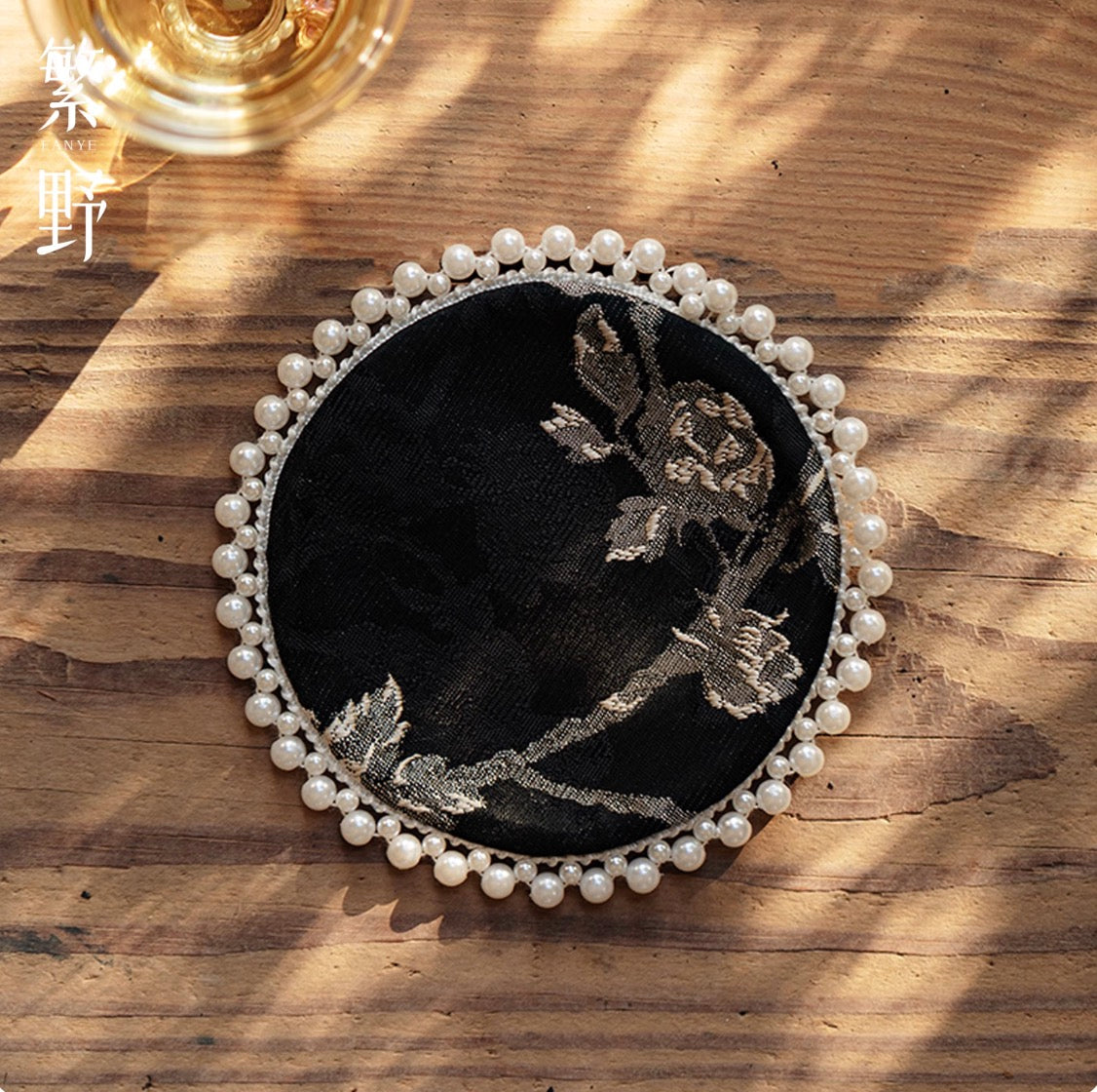 Pearl-Trimmed Brocade Coaster