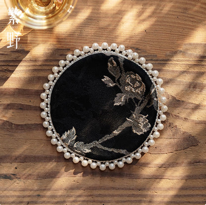 Pearl-Trimmed Brocade Coaster