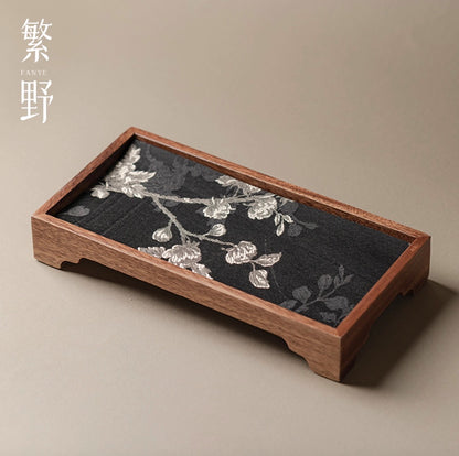 Embroidered Wood Tea Tray