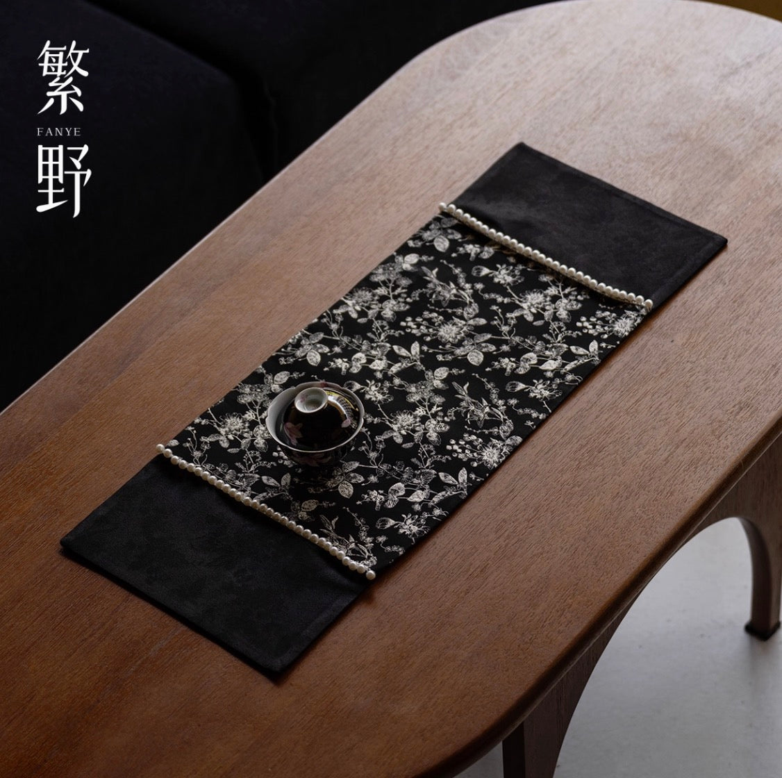 Midnight Blossom Brocade Tea Mat