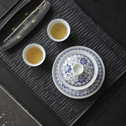 Qing Hua Lotus Vines Sancai Gaiwan Tea Cup