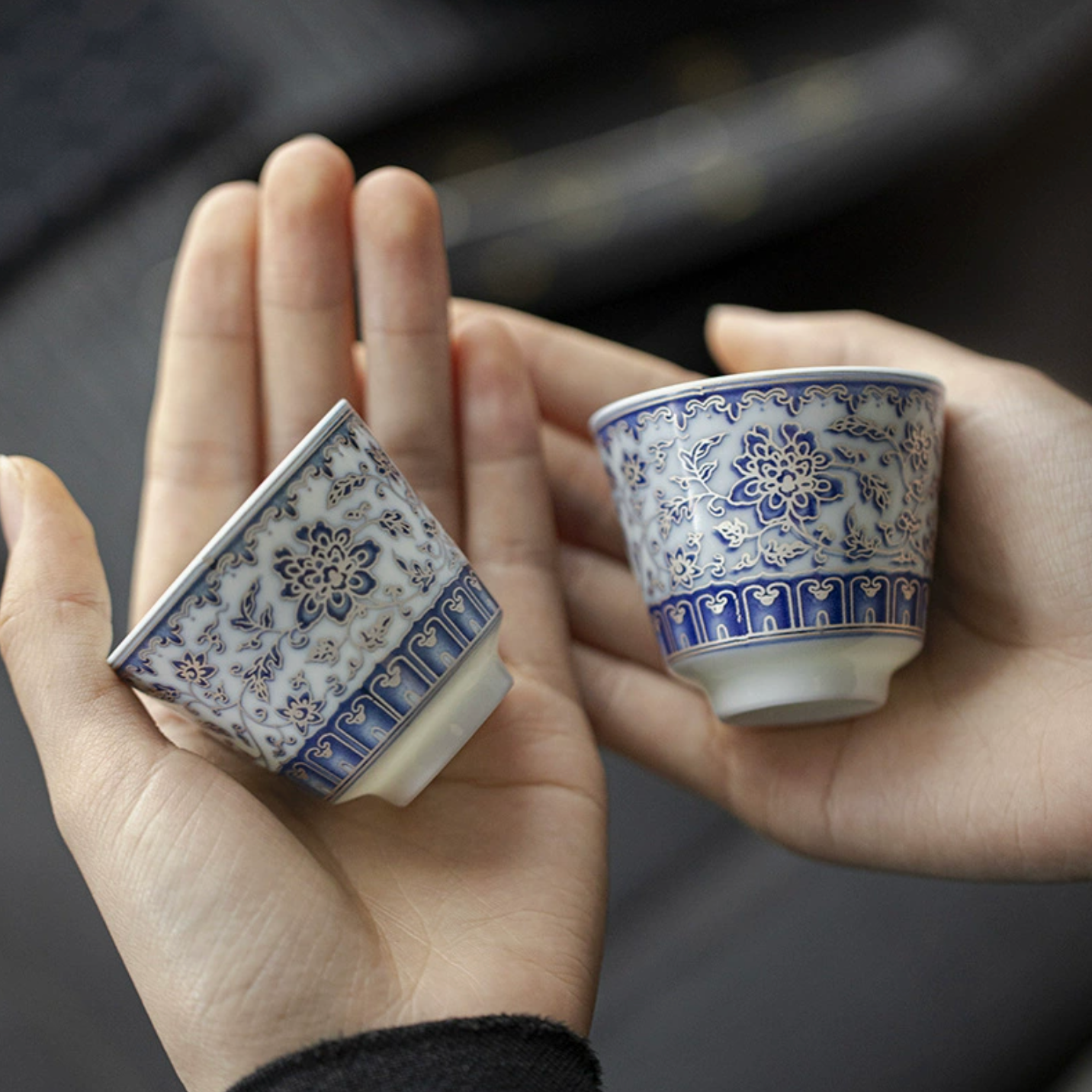 Qing Hua Lotus Vines Tea Cup