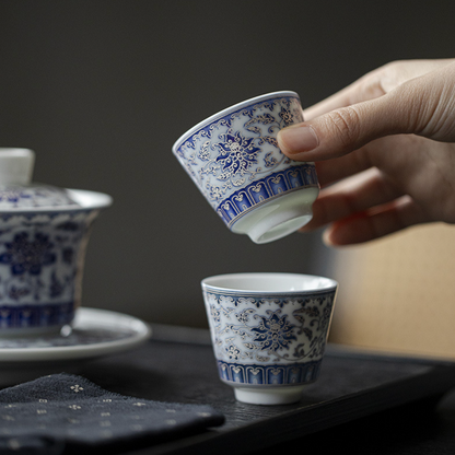 Qing Hua Lotus Vines Tea Cup
