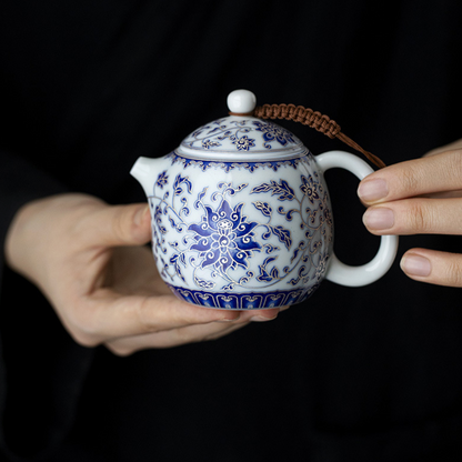 Qing Hua Lotus Vines Longdan Tea Pot