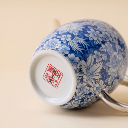 999 Sterling Silver Qing Hua Thousand Flowers Tea Pot