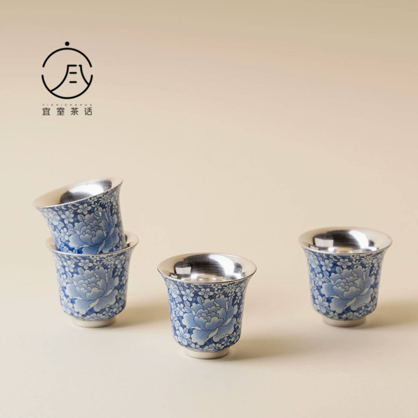 999 Sterling Silver Qing Hua Thousand Flowers Flared Bell-Mouth Tea Cup