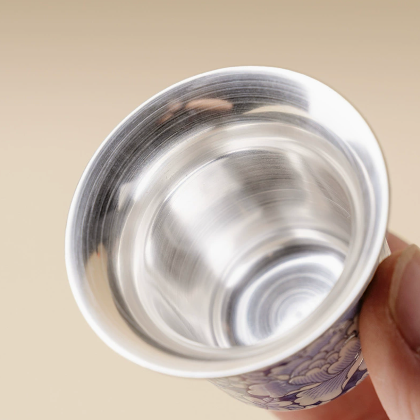 999 Sterling Silver Qing Hua Thousand Flowers Flared Bell-Mouth Tea Cup