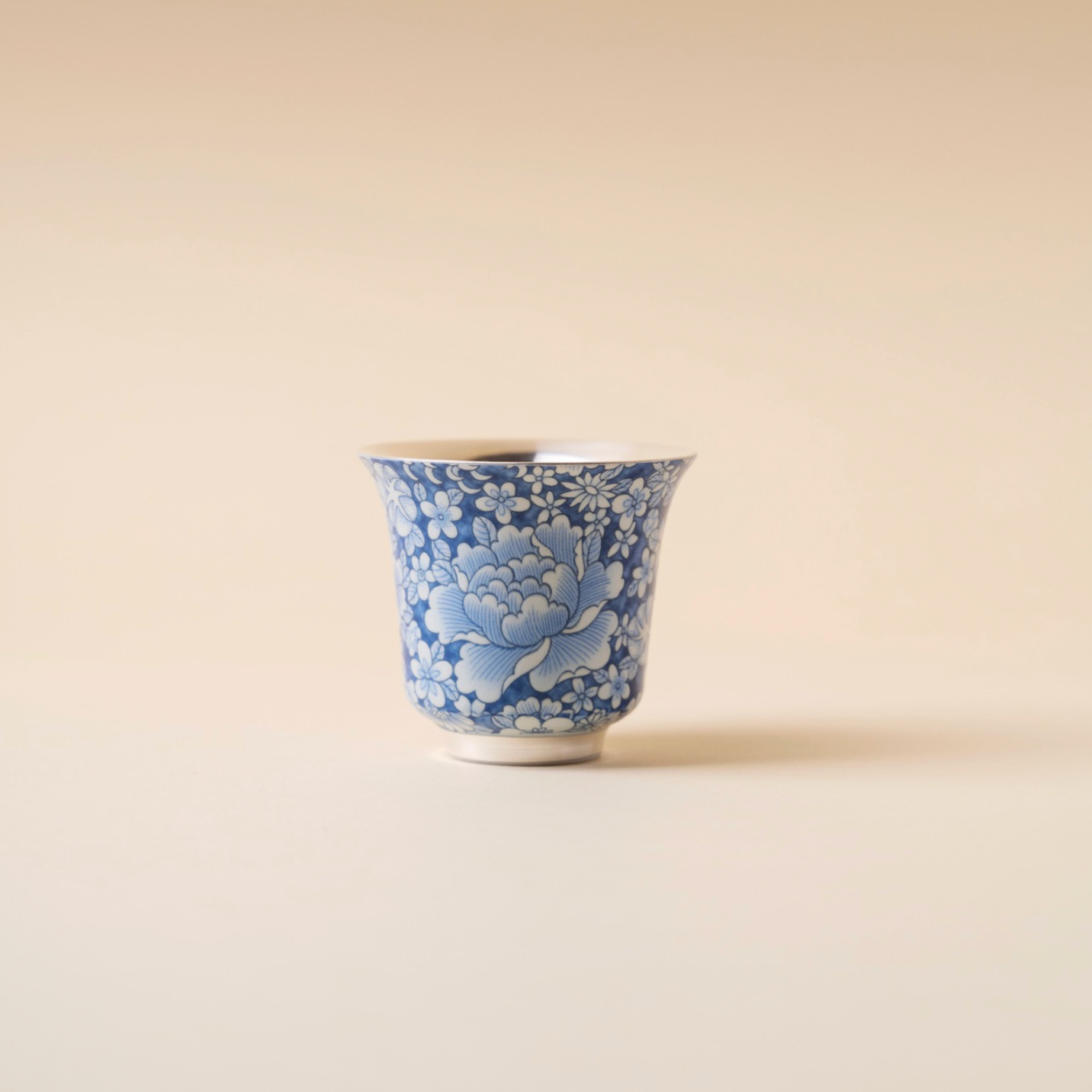 999 Sterling Silver Qing Hua Thousand Flowers Flared Bell-Mouth Tea Cup