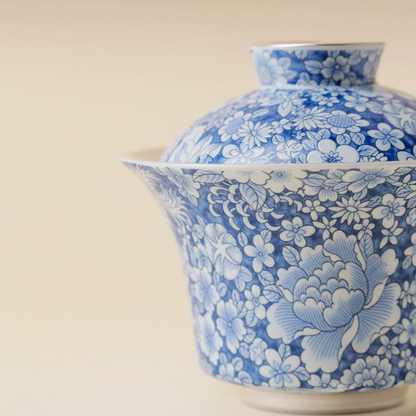 999 Sterling Silver Qing Hua Thousand Flowers Gaiwan Tea Cup
