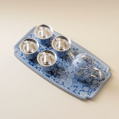 999 Sterling Silver Qing Hua Thousand Flowers Gift Set