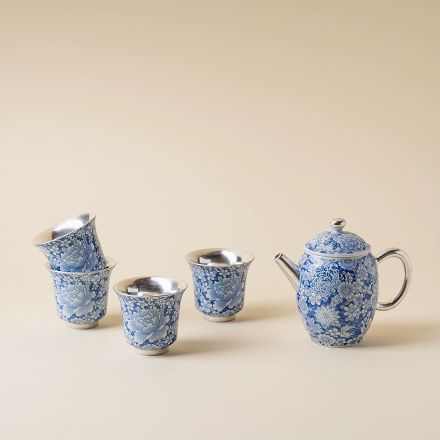 999 Sterling Silver Qing Hua Thousand Flowers Gift Set