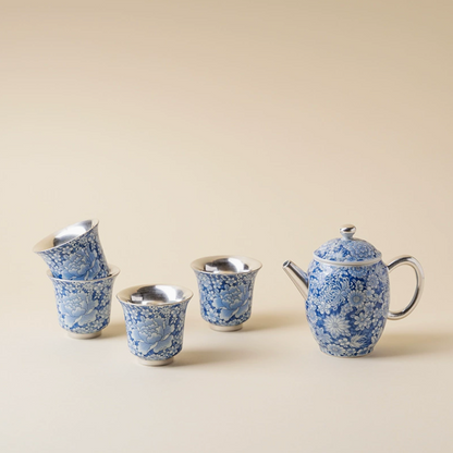 999 Sterling Silver Qing Hua Thousand Flowers Gift Set