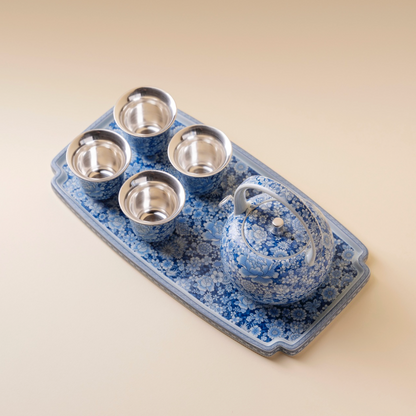 999 Sterling Silver Qing Hua Thousand Flowers Gift Set