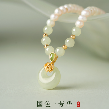 Vivienne Jade Peace Buckle Pearl Necklace