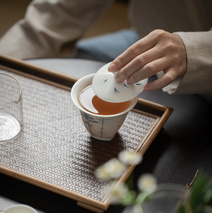 Qing Hua Bamboo Kungfu Tea Set