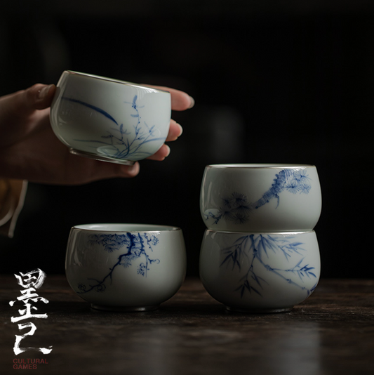 Qing Hua Bamboo Round Tea Cup