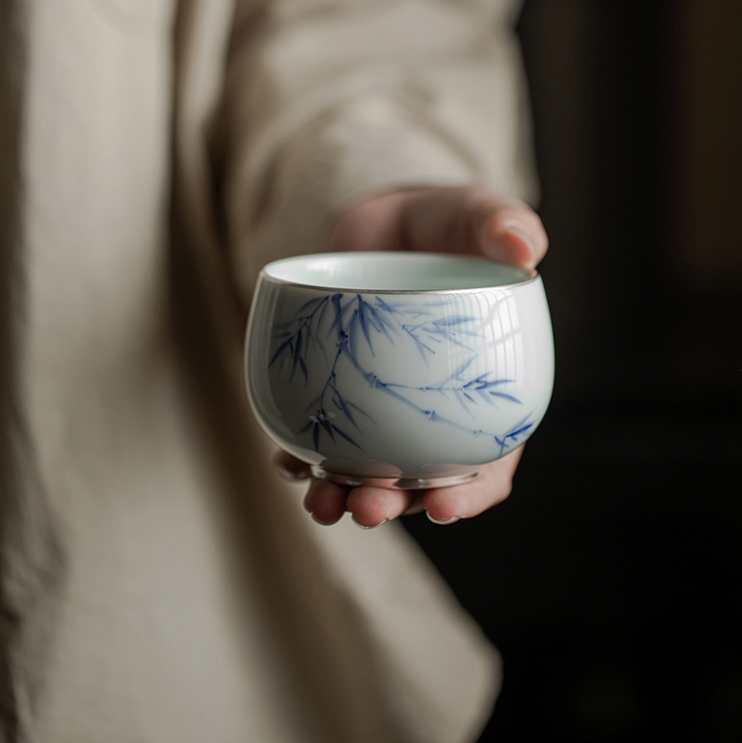 Qing Hua Bamboo Round Tea Cup
