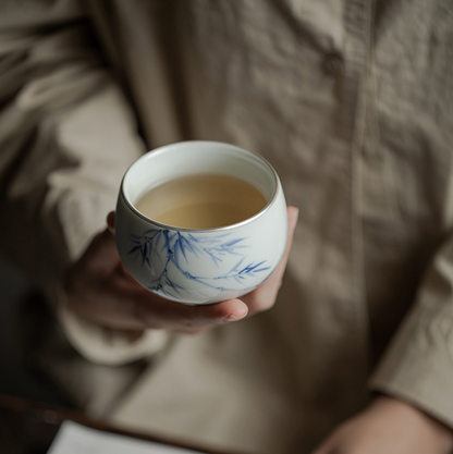Qing Hua Bamboo Round Tea Cup
