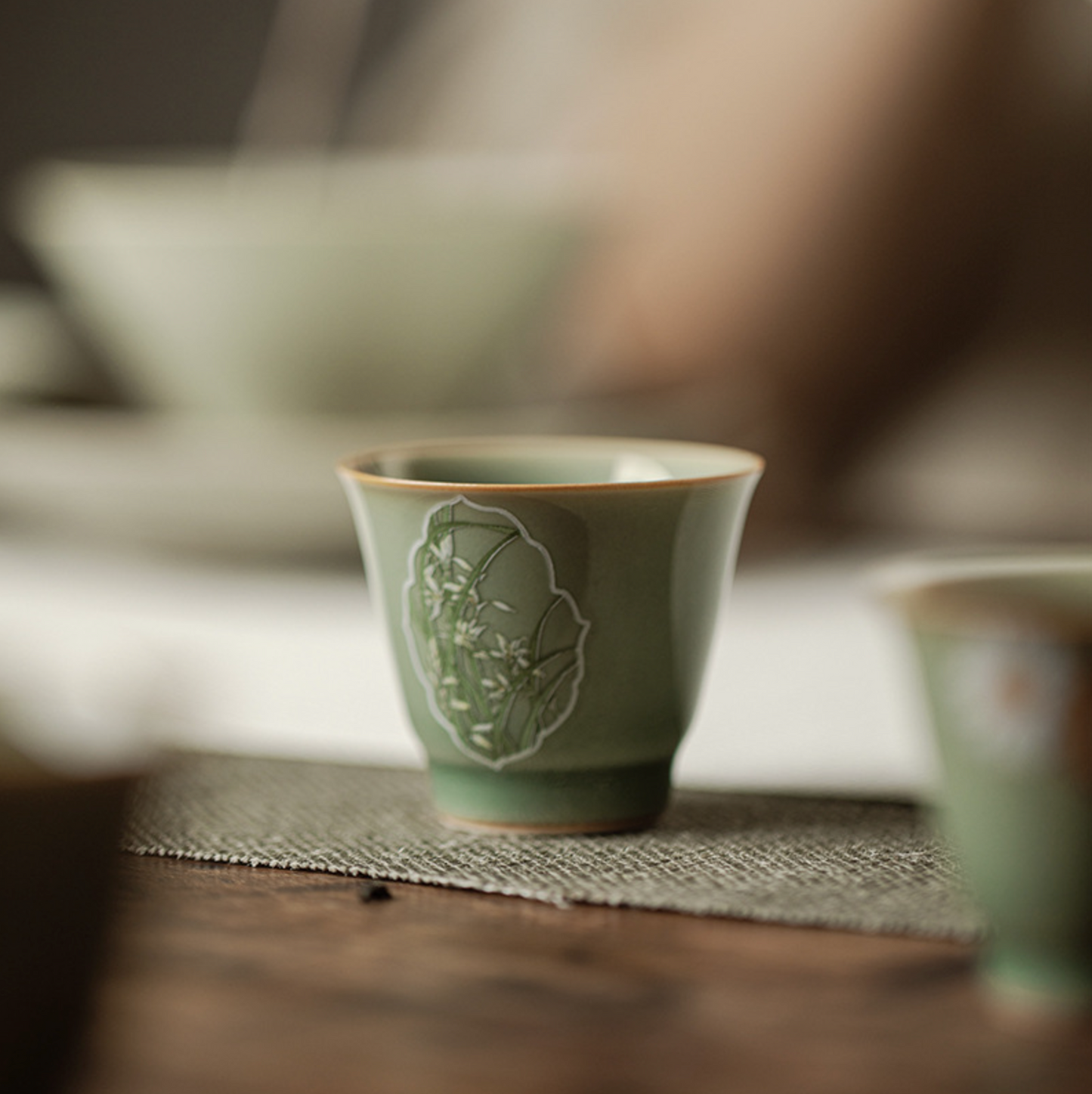 Yue Kiln 3-Piece Small Tea Cup Gift Box Set