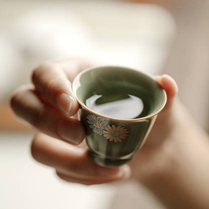 Yue Kiln 3-Piece Small Tea Cup Gift Box Set
