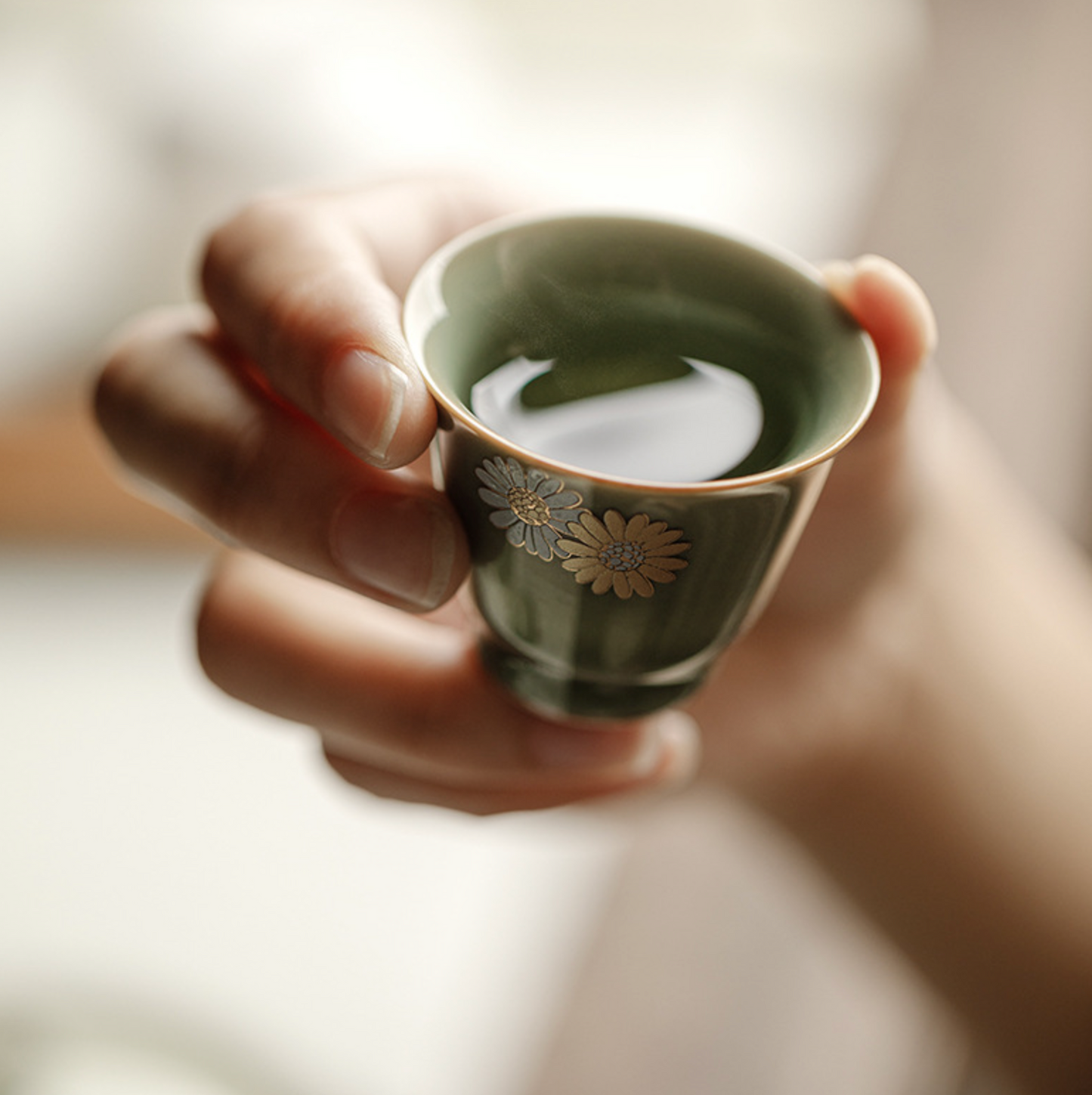 Yue Kiln 3-Piece Small Tea Cup Gift Box Set
