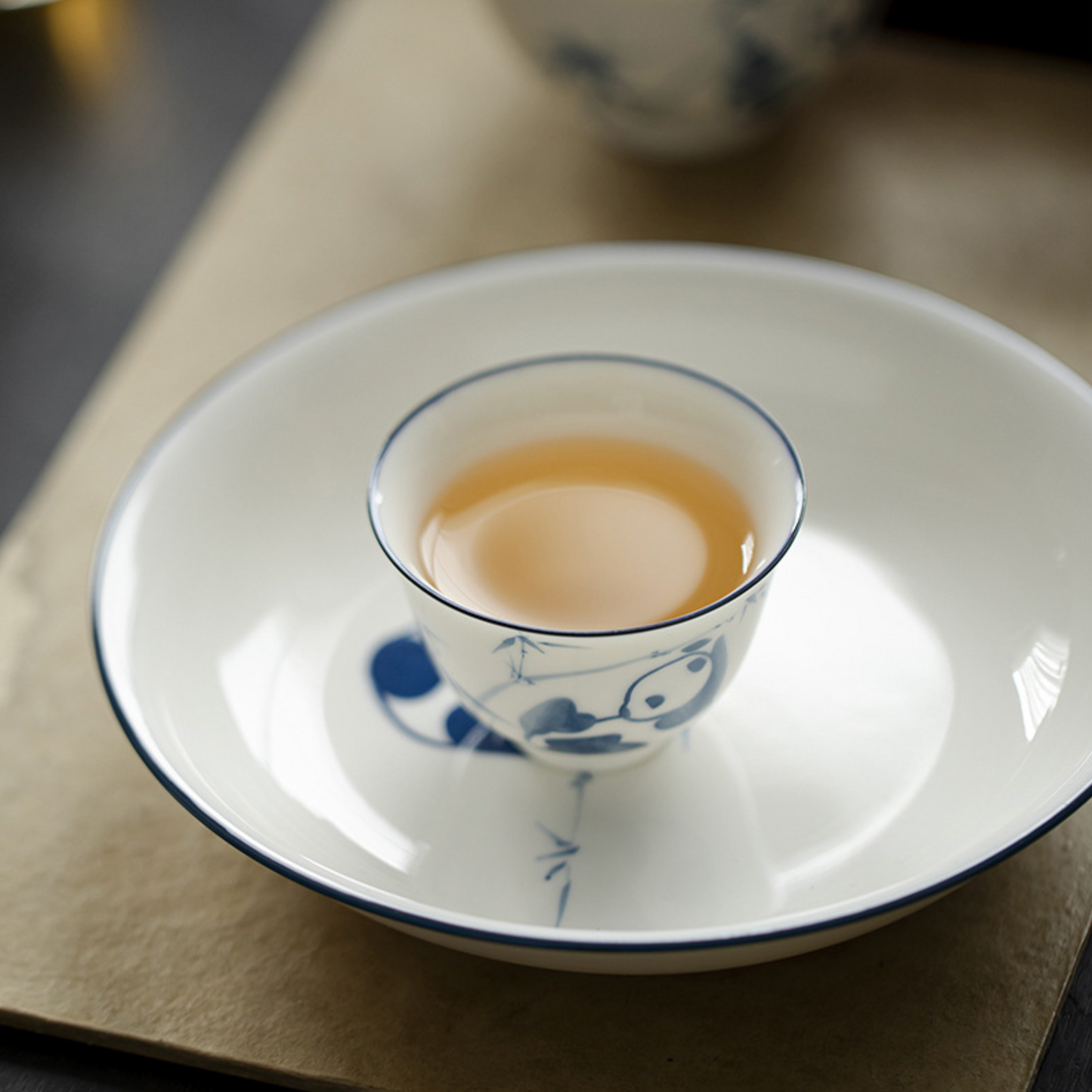 Qing Hua Panda Short Tea Cup