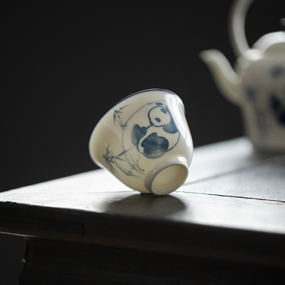 Qing Hua Panda Short Tea Cup