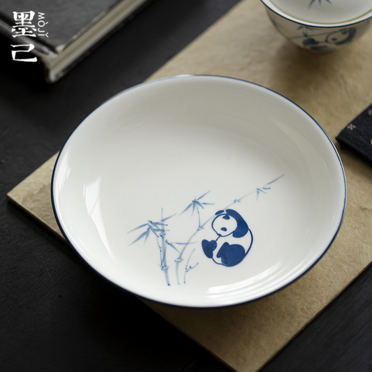 Qing Hua Panda Tea Cup Tray