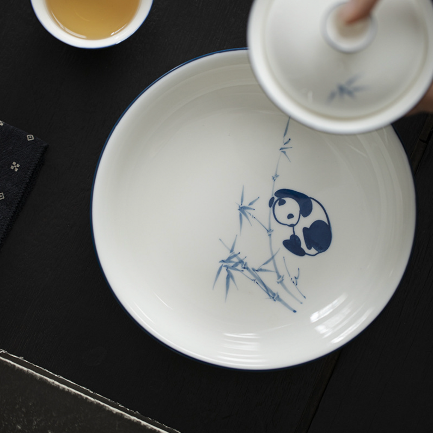 Qing Hua Panda Tea Cup Tray