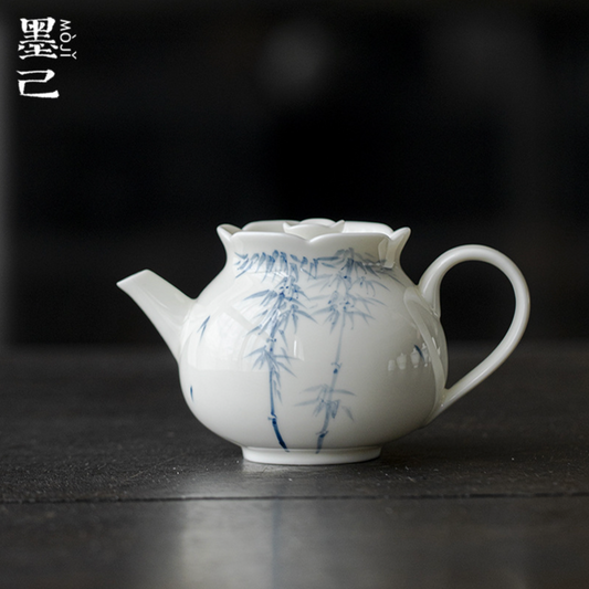 Qing Hua Bamboo Flower Mouth Tea Pot