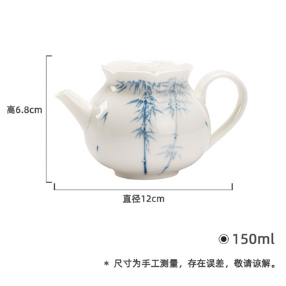 Qing Hua Bamboo Flower Mouth Tea Pot