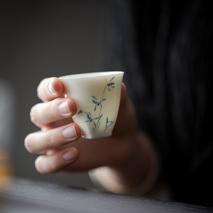 Qing Hua Orchid & Magnolia Tea Cups