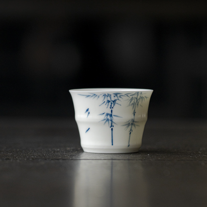 Qing Hua Bamboo-Shaped Tea Cup