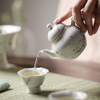 Gu Qing Small Floral Tea Pot