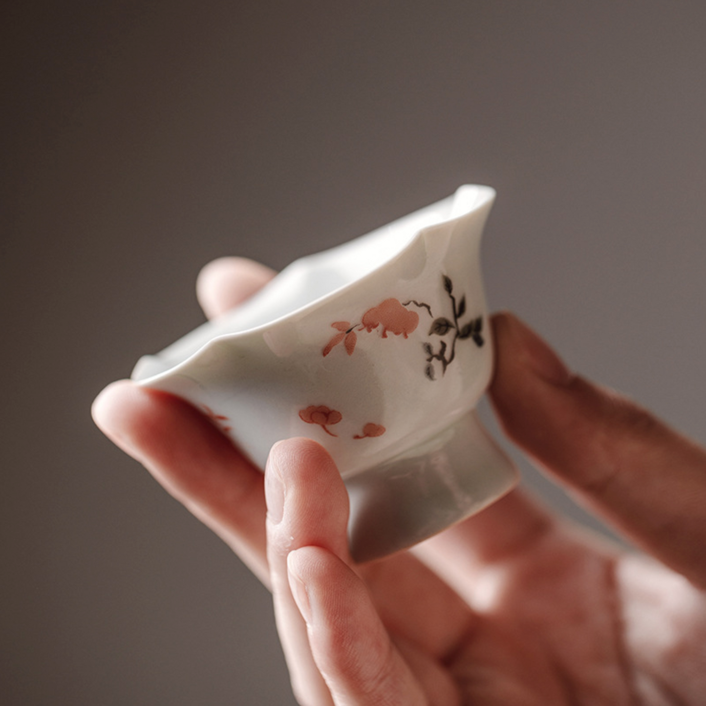 Gu Qing Small Floral High-Foot Tea Cup