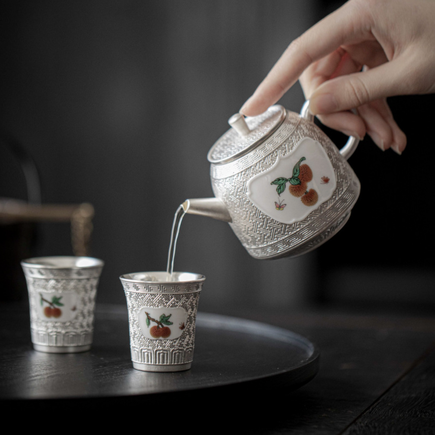 999 Sterling Silver Litchi Small Tea Cup