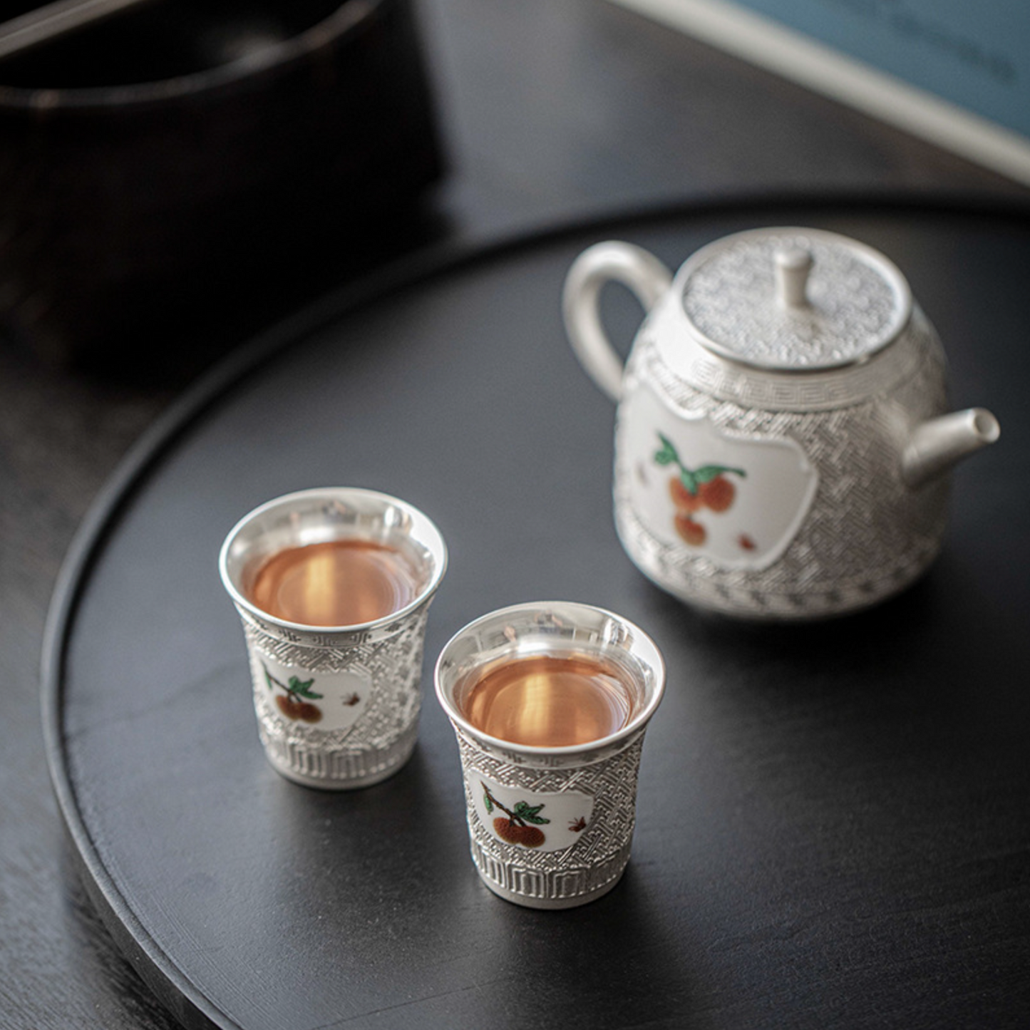 999 Sterling Silver Litchi Small Tea Cup