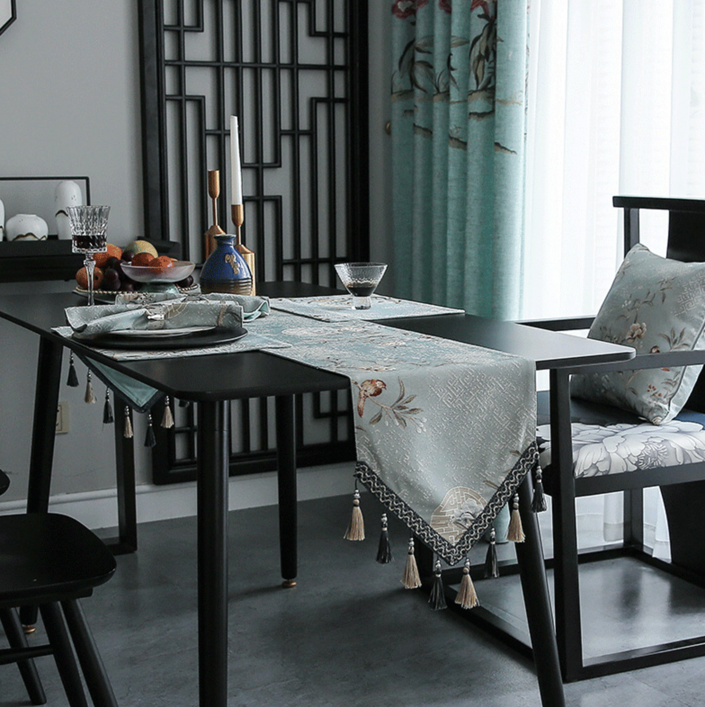 Celestial Garden Embroidery Table Runner