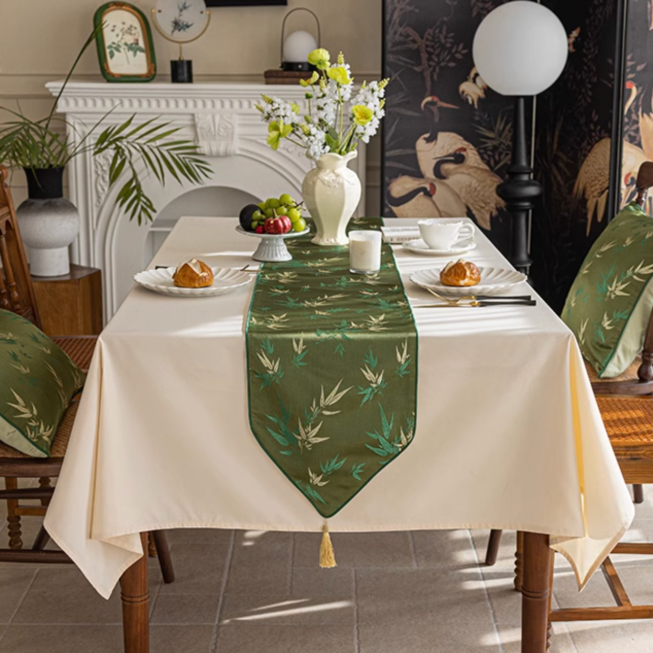 Jade Bamboo Embroidery Table Runner