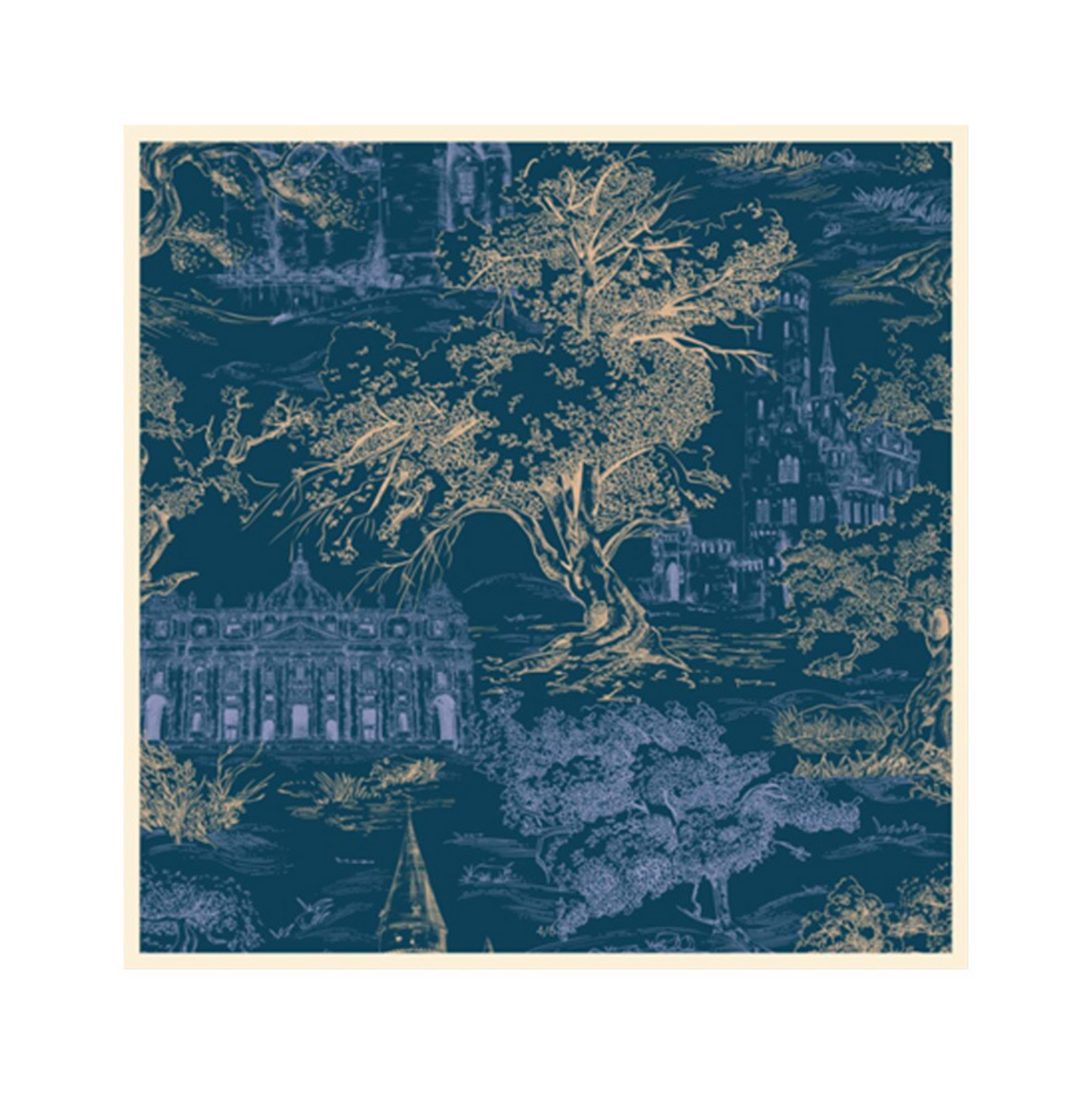 Forest Castle Mulberry Silk Scarf (86cm)