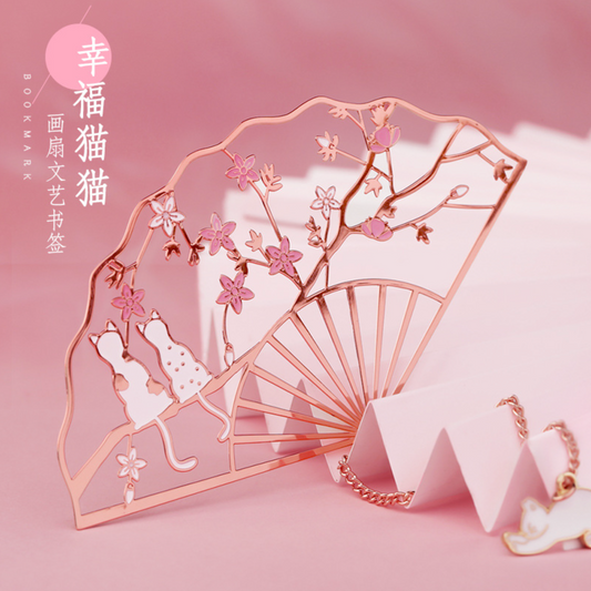 Blossom Serenity Cat Fan Bookmark Gift Set