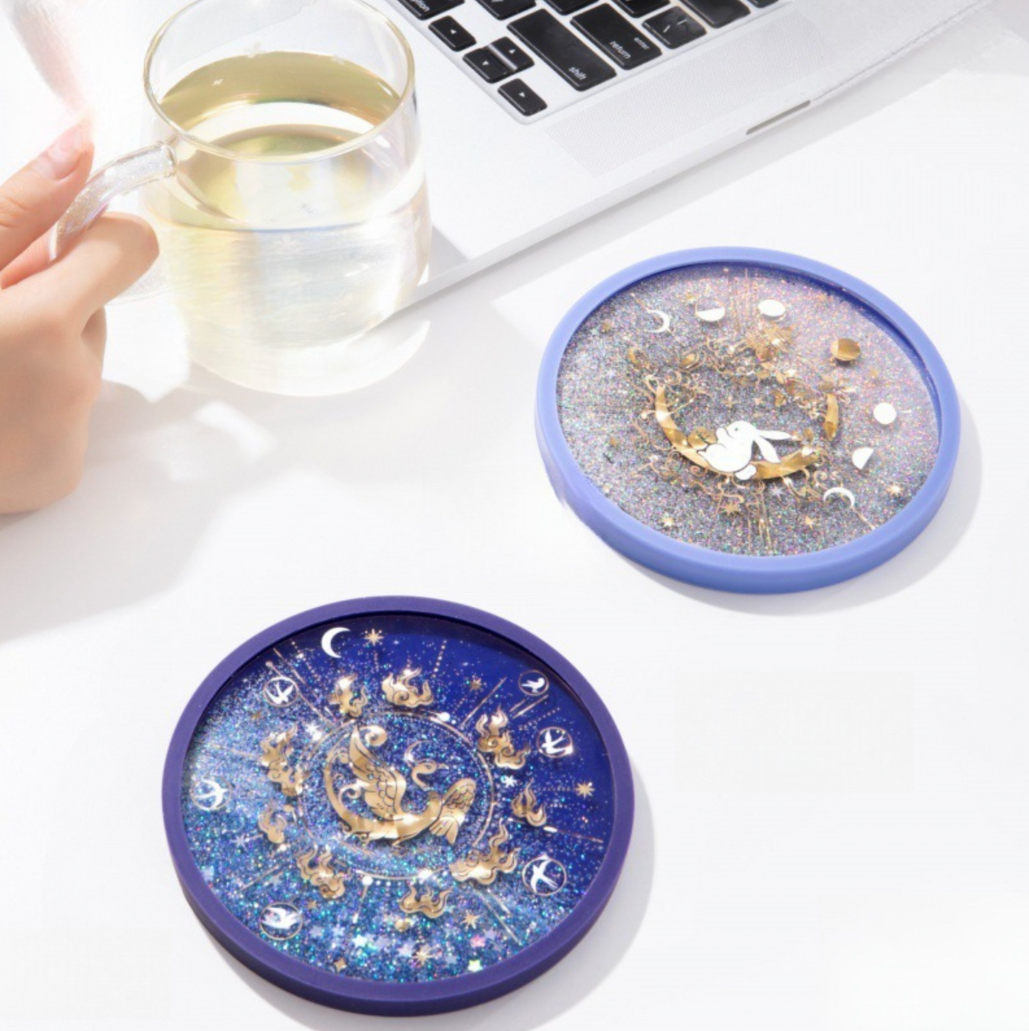 Celestial Golden Bird & Jade Rabbit Coasters Gift Set