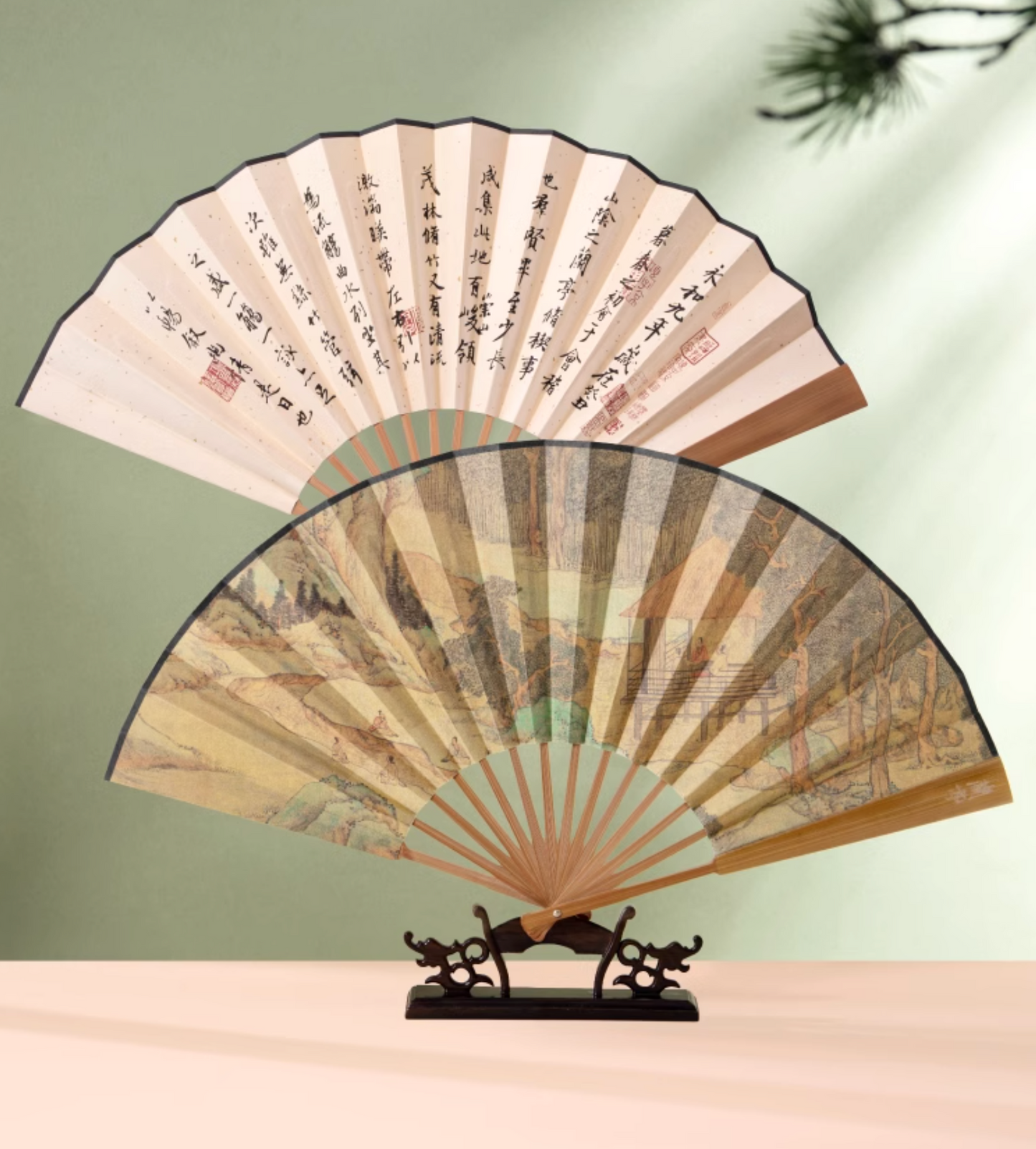 Traditional Chinese Calligraphy Folding Fans Gift Set